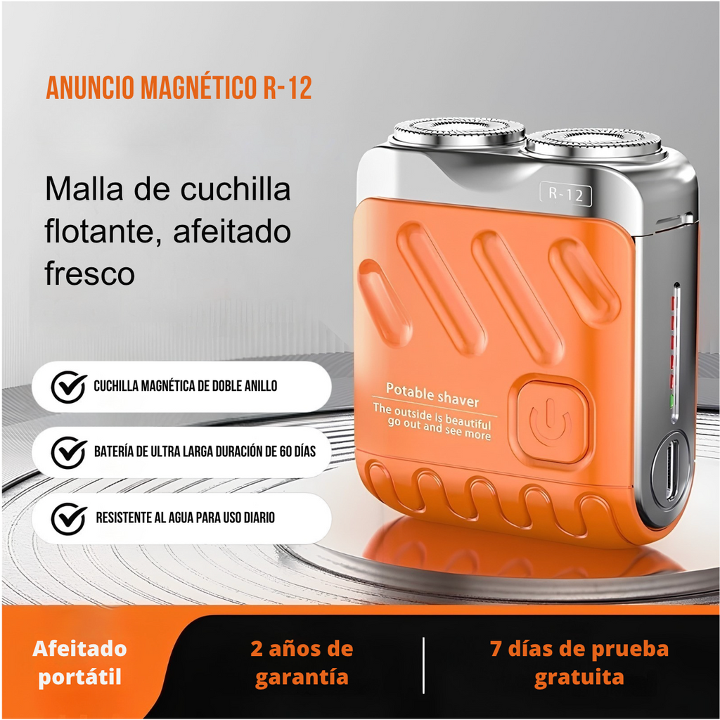 Mini Afeitadora Eléctrica Portátil Para Hombre, Rotativa Y De Doble Anillo, Con Cabezal Magnético De Doble Cuchilla Flotante; Recargable Y De Bolsillo.