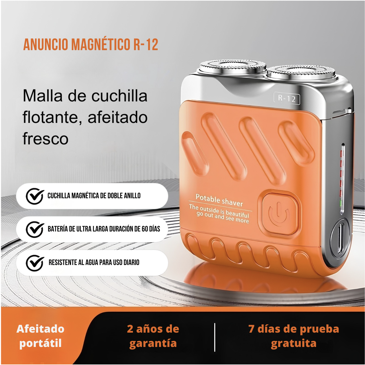 Mini Afeitadora Eléctrica Portátil Para Hombre, Rotativa Y De Doble Anillo, Con Cabezal Magnético De Doble Cuchilla Flotante; Recargable Y De Bolsillo.