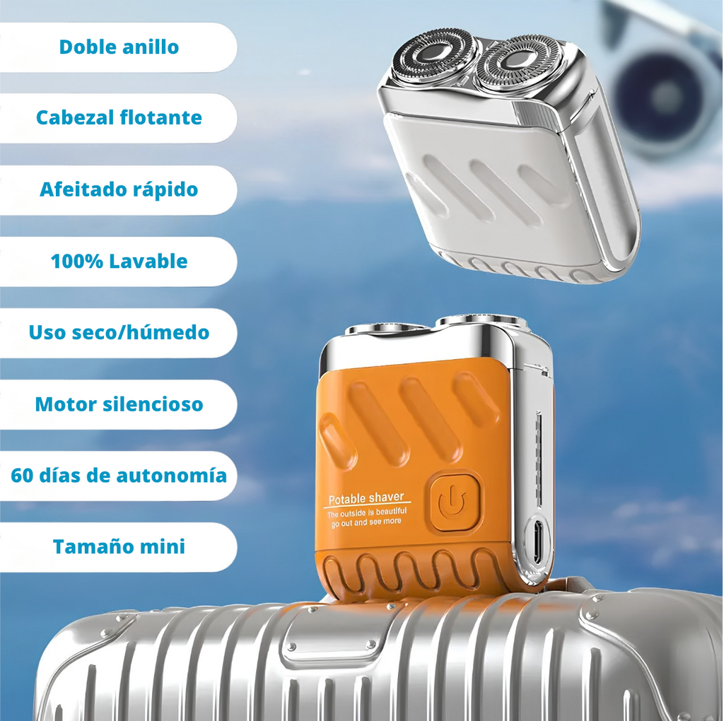 Mini Afeitadora Eléctrica Portátil Para Hombre, Rotativa Y De Doble Anillo, Con Cabezal Magnético De Doble Cuchilla Flotante; Recargable Y De Bolsillo.