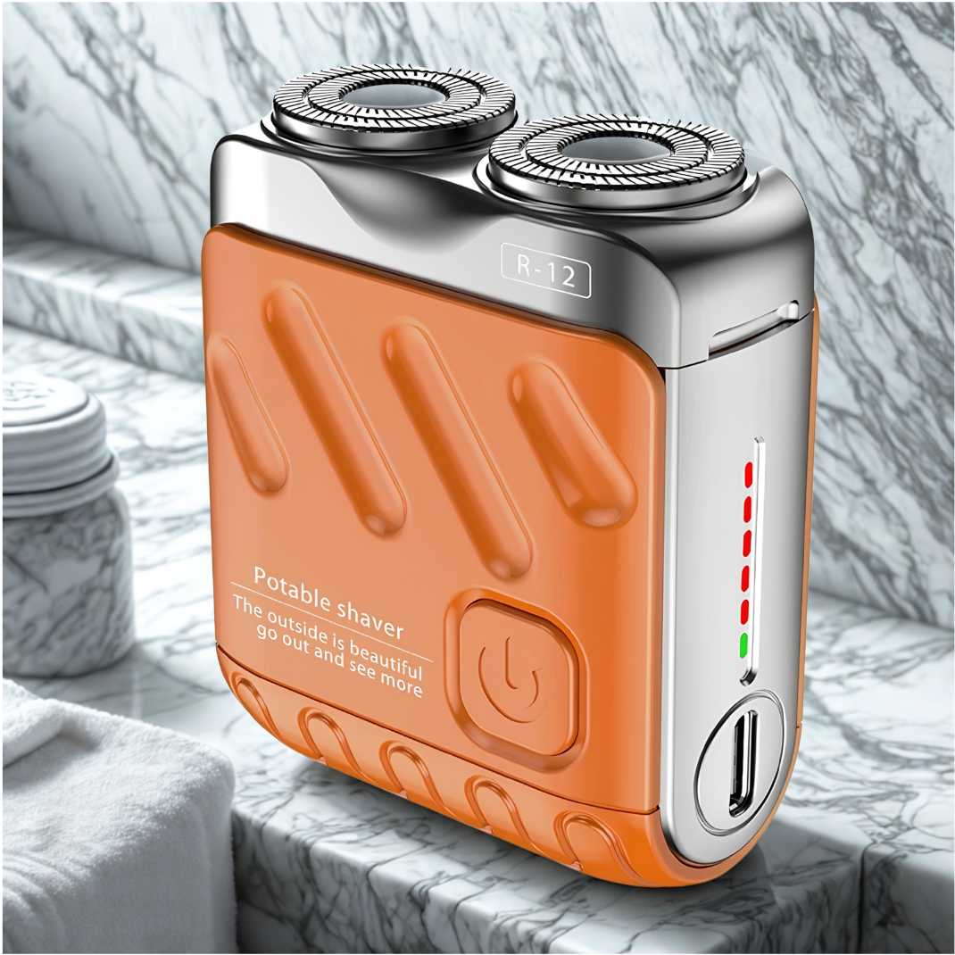 Mini Afeitadora Eléctrica Portátil Para Hombre, Rotativa Y De Doble Anillo, Con Cabezal Magnético De Doble Cuchilla Flotante; Recargable Y De Bolsillo.