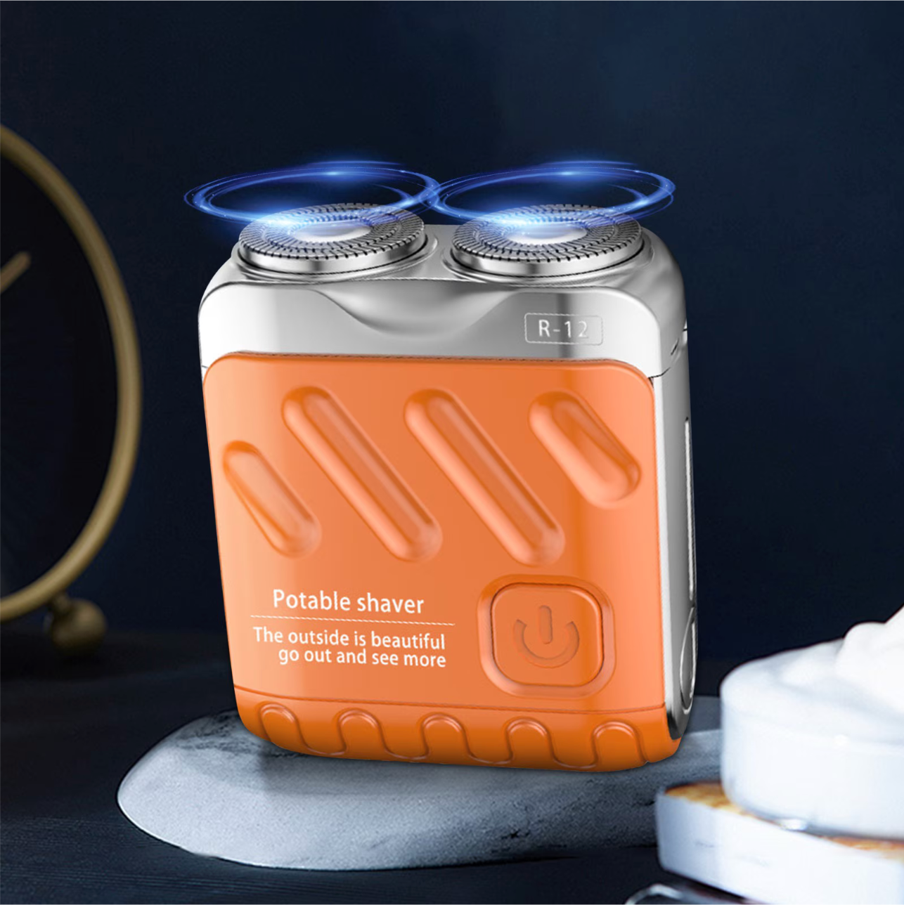 Mini Afeitadora Eléctrica Portátil Para Hombre, Rotativa Y De Doble Anillo, Con Cabezal Magnético De Doble Cuchilla Flotante; Recargable Y De Bolsillo.