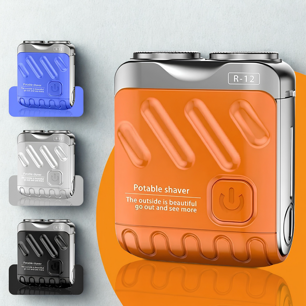 Mini Afeitadora Eléctrica Portátil Para Hombre, Rotativa Y De Doble Anillo, Con Cabezal Magnético De Doble Cuchilla Flotante; Recargable Y De Bolsillo.